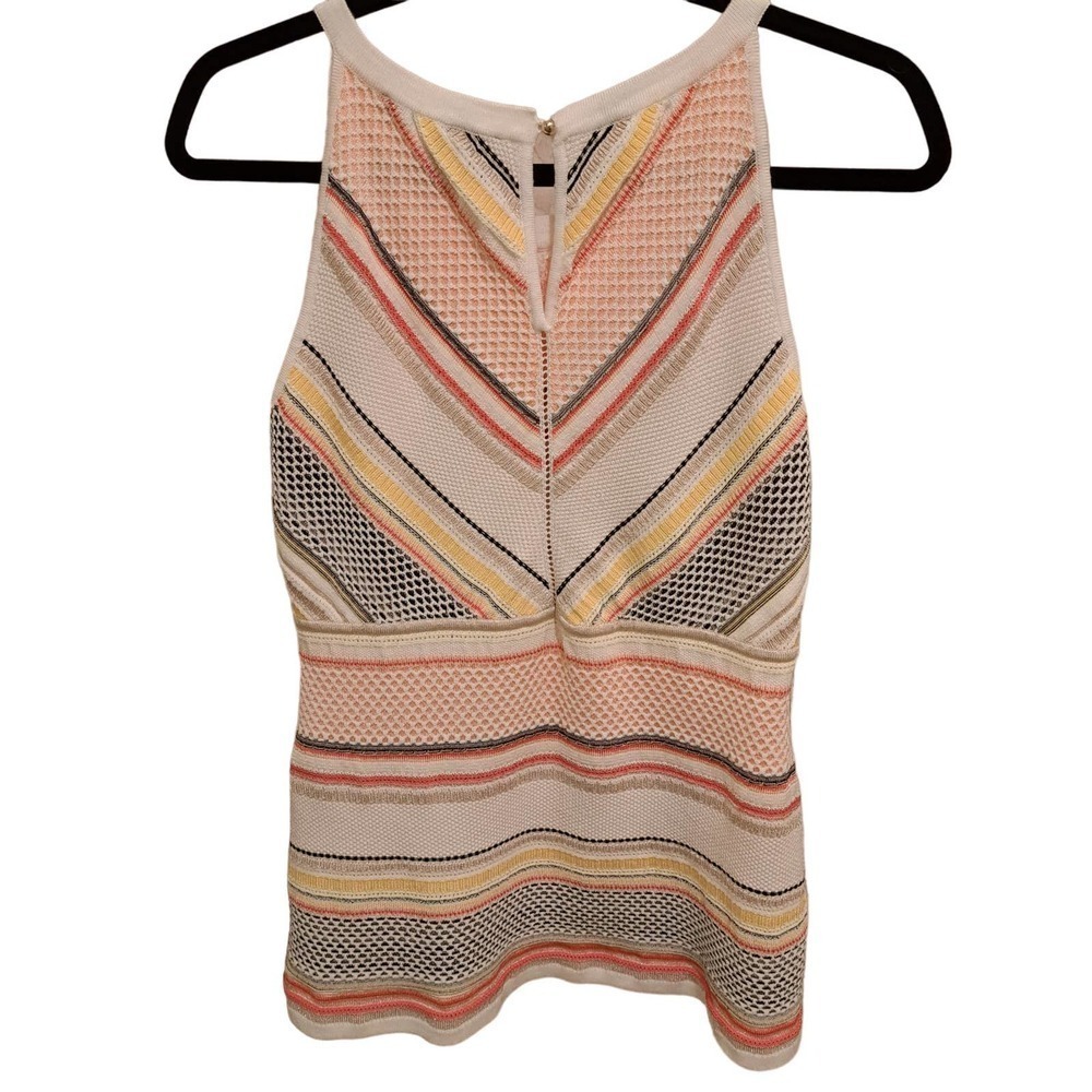 White House Black Market High Neck Halter Style Multicolored Top Size S - Picture 4 of 4